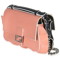 Black Pink Leather Wave Double Micro Baguette