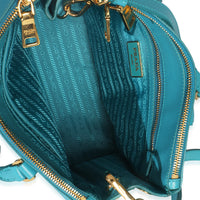Prada Turchese Saffiano Galleria Small Double Zip Tote Handbag av