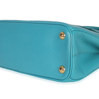 Turchese Saffiano Galleria Small Double Zip Tote