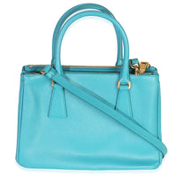 Turchese Saffiano Galleria Small Double Zip Tote
