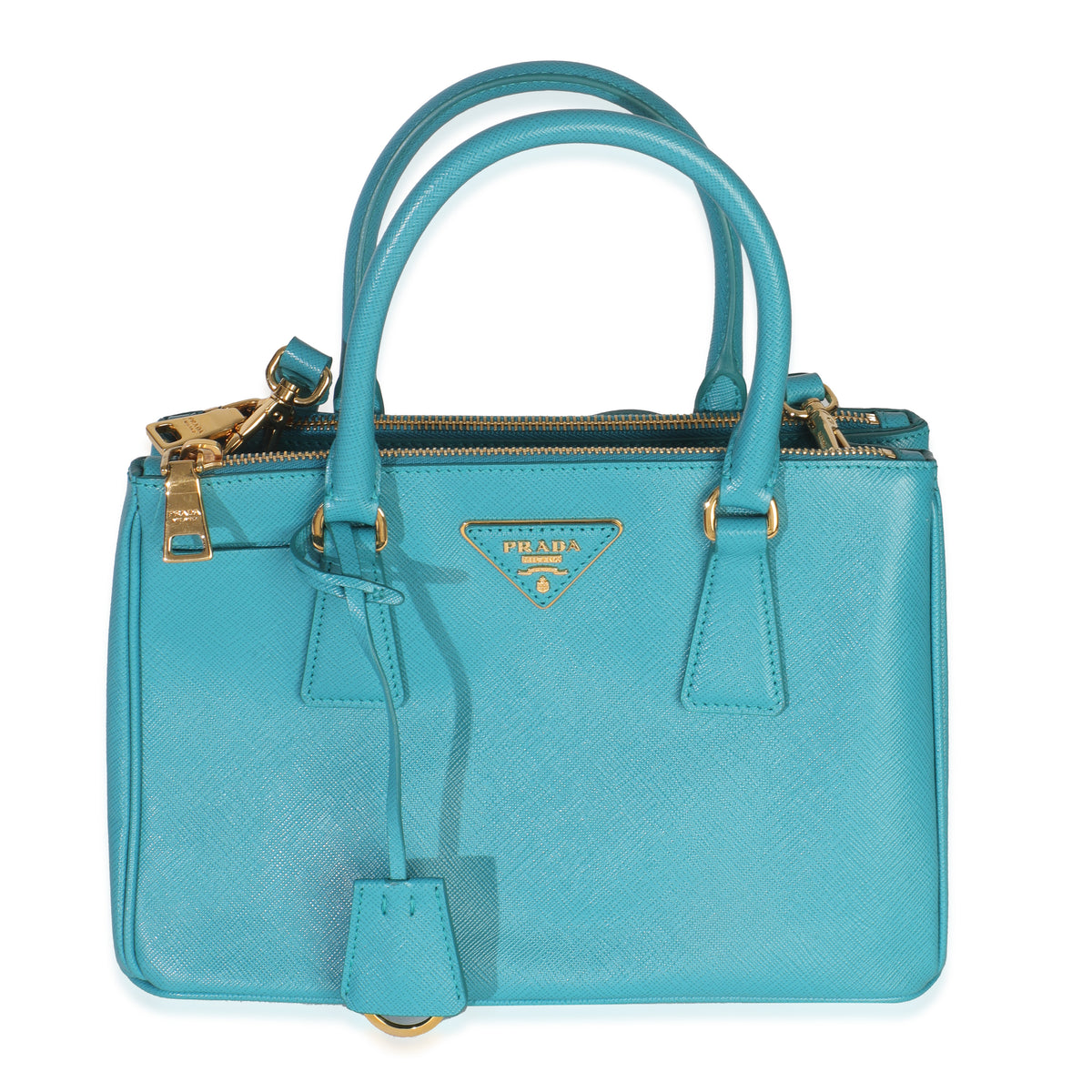 Turchese Saffiano Galleria Small Double Zip Tote
