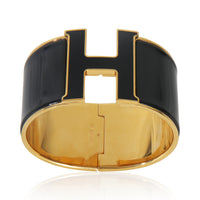 Gold-Plated  XL Clic H In Noir Bracelet
