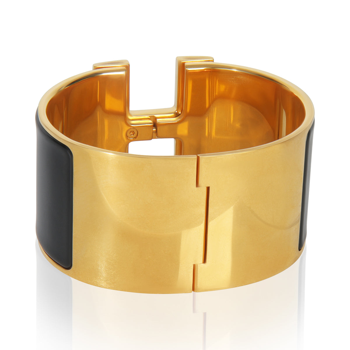Gold-Plated  XL Clic H In Noir Bracelet