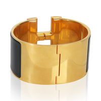 Gold-Plated  XL Clic H In Noir Bracelet