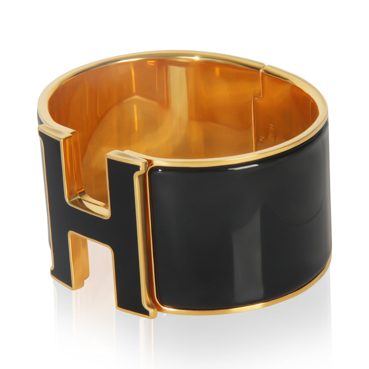 Gold-Plated  XL Clic H In Noir Bracelet