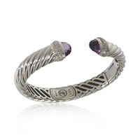 Sterling Silver Amethyst and Diamond Waverly Cuff Bracelet