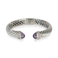 Sterling Silver Amethyst and Diamond Waverly Cuff Bracelet
