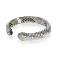 Sterling Silver Amethyst and Diamond Waverly Cuff Bracelet