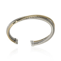 1/4 18K Yellow Gold & Sterling Silver Crossover Cuff Bracelet