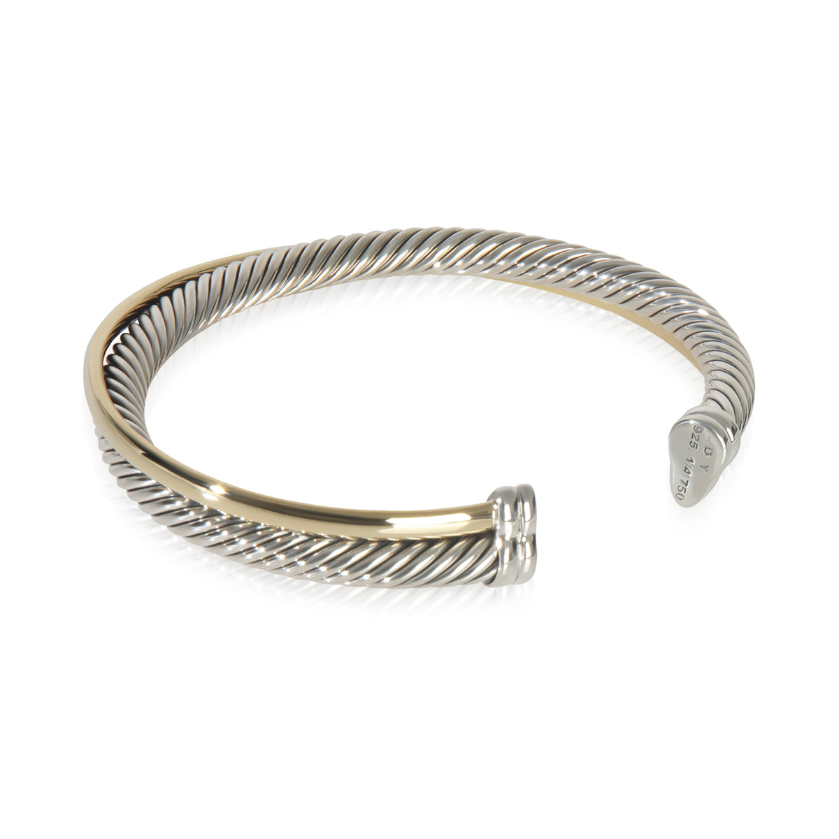 1/4 18K Yellow Gold & Sterling Silver Crossover Cuff Bracelet