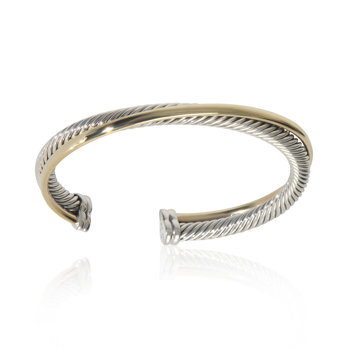 1/4 18K Yellow Gold & Sterling Silver Crossover Cuff Bracelet
