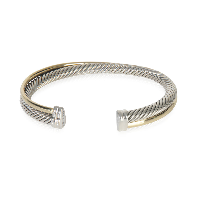 1/4 18K Yellow Gold & Sterling Silver Crossover Cuff Bracelet