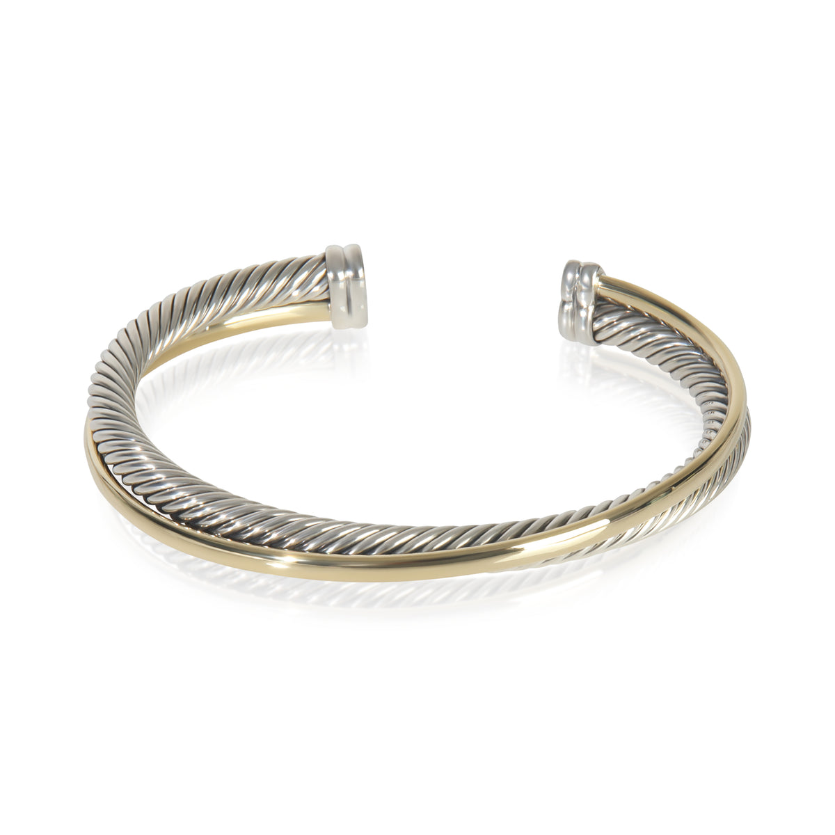 1/4 18K Yellow Gold & Sterling Silver Crossover Cuff Bracelet
