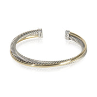 1/4 18K Yellow Gold & Sterling Silver Crossover Cuff Bracelet