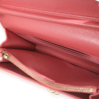 Pink Iridescent Quilted Caviar Golden Class Square Wallet On Chain