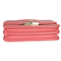 Pink Iridescent Quilted Caviar Golden Class Square Wallet On Chain