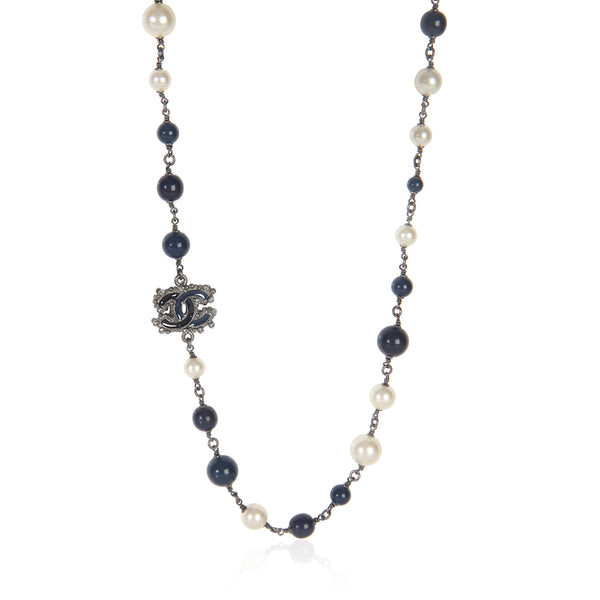 2012 Faux Pearl & Blue Bead Necklace