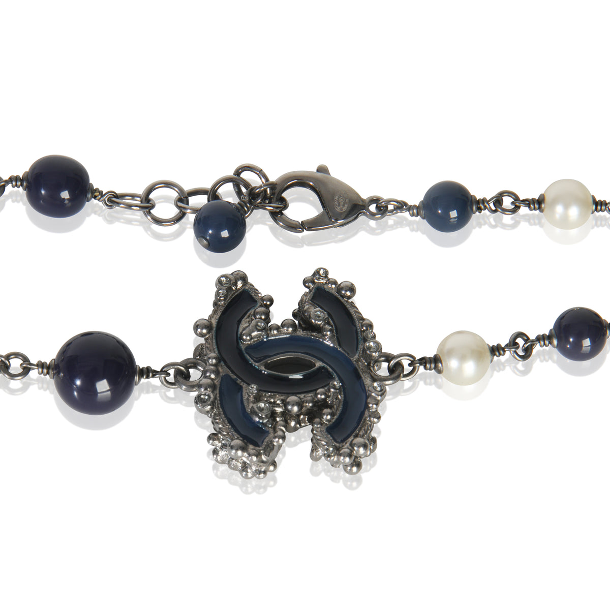 2012 Faux Pearl & Blue Bead Necklace