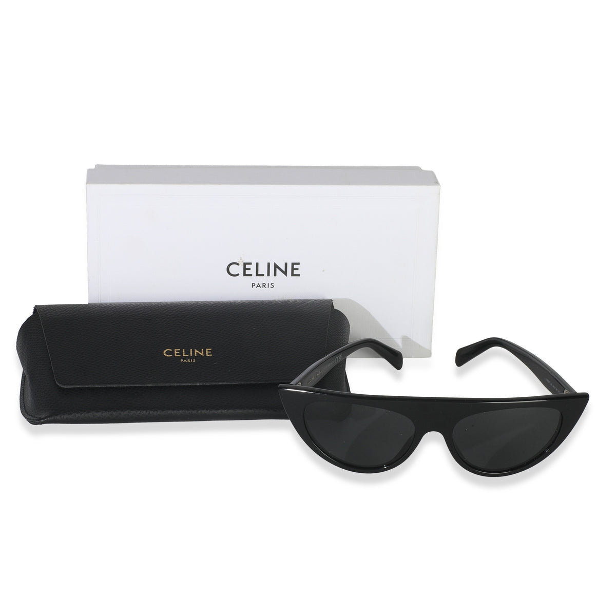 Celine Black Acetate Cat Eye Sunglasses bv