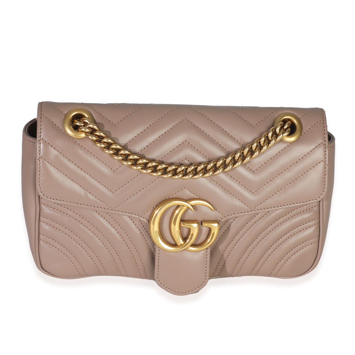 Gucci Porcelain Rose Calfskin Matelasse Medium GG Marmont Shoulder Bag Handbag fv
