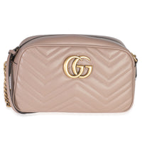 Porcelain Rose Calfskin Matelasse GG Marmont Chain Shoulder Bag