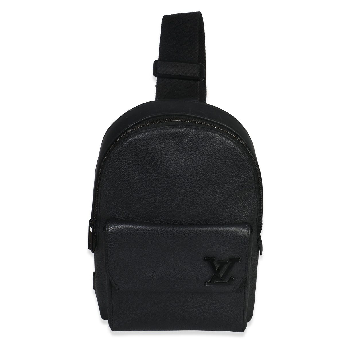 Black Waxy Calfskin Aerogram Pilot Slingbag