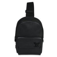 Black Waxy Calfskin Aerogram Pilot Slingbag