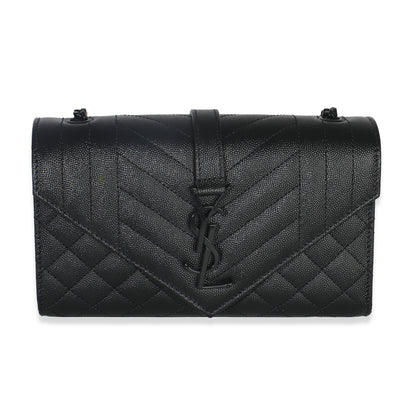 Black Grain De Poudre Triquilt Small Envelope