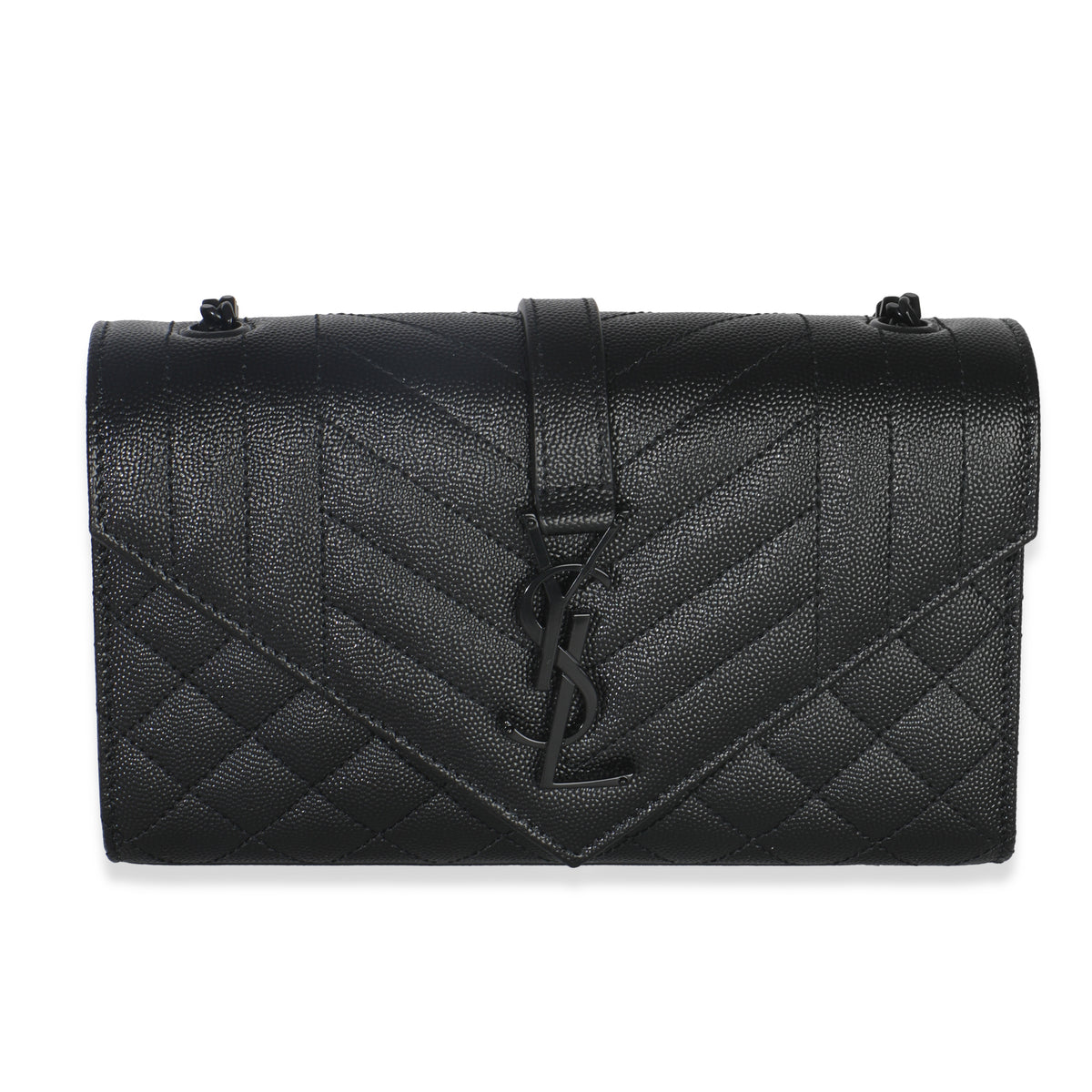 Black Grain De Poudre Triquilt Small Envelope