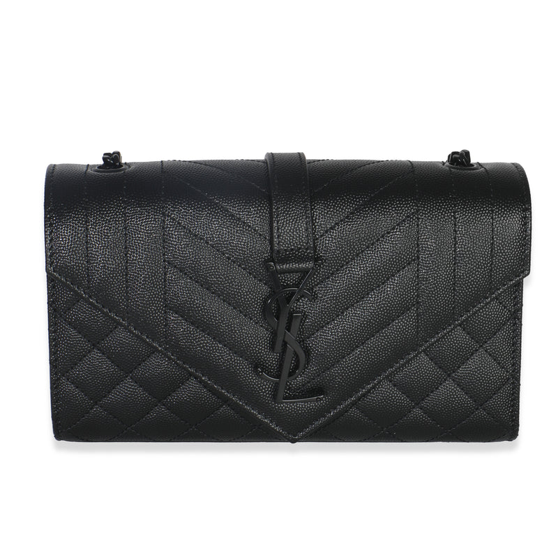 Black Grain De Poudre Triquilt Small Envelope