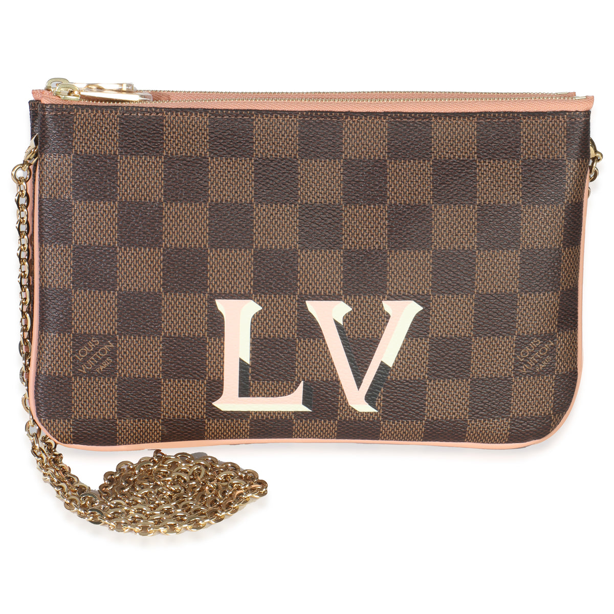 Damier Ebene Canvas Double Zip Pochette