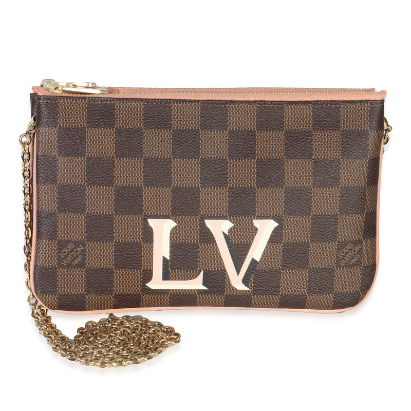 Damier Ebene Canvas Double Zip Pochette