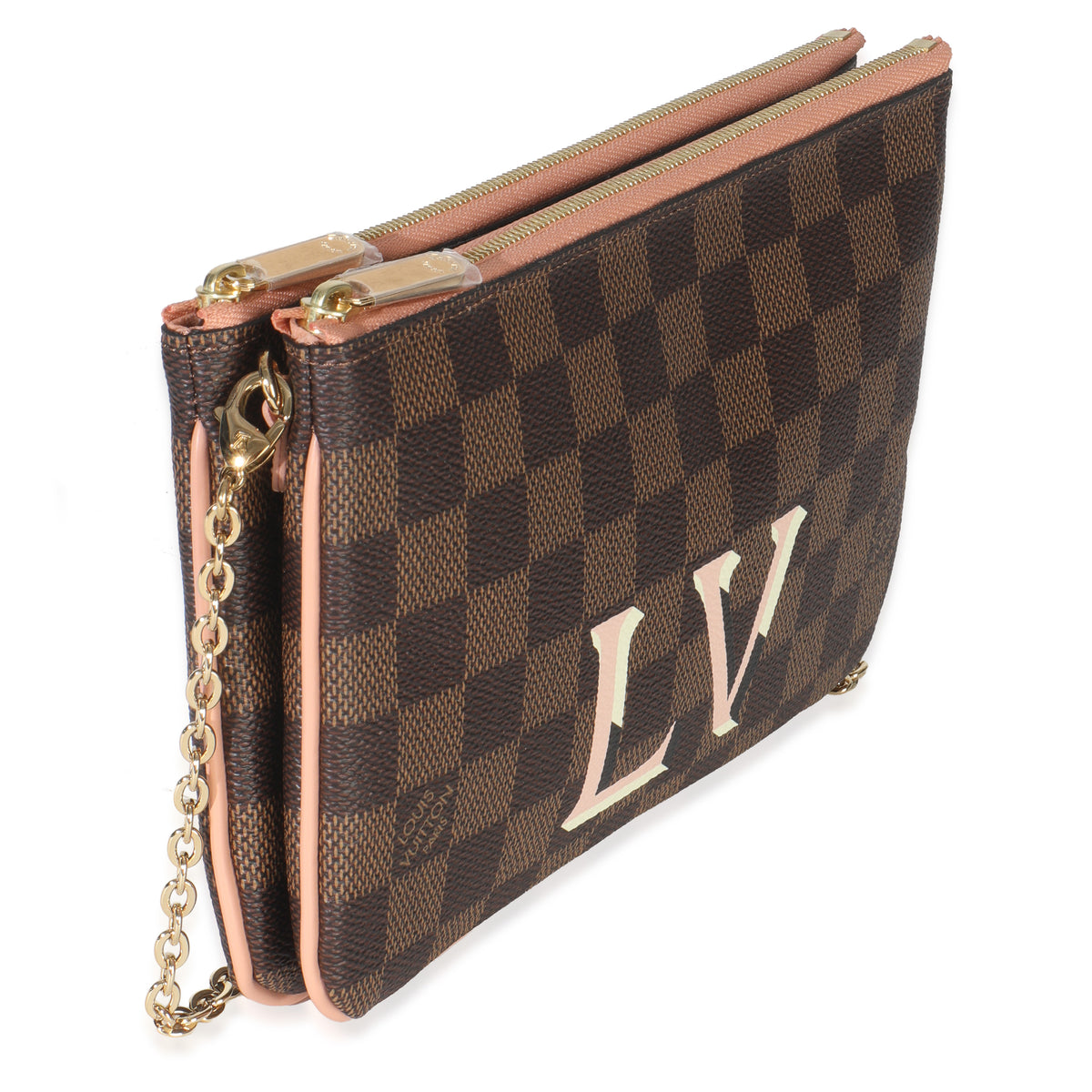 Damier Ebene Canvas Double Zip Pochette