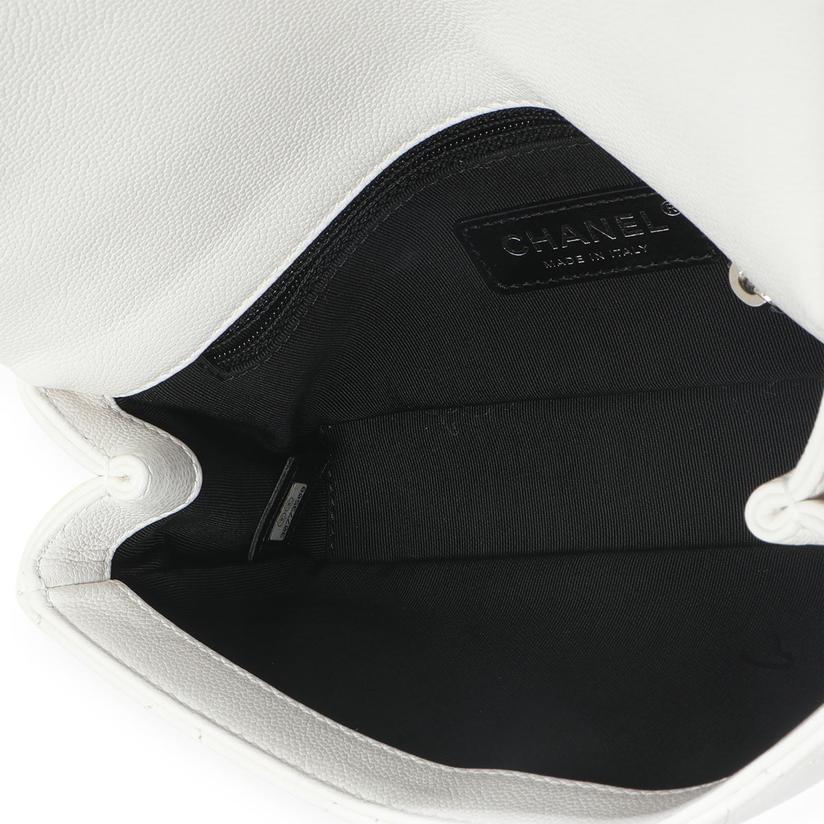 White Quilted Caviar Mini My Everything Flap Handbag
