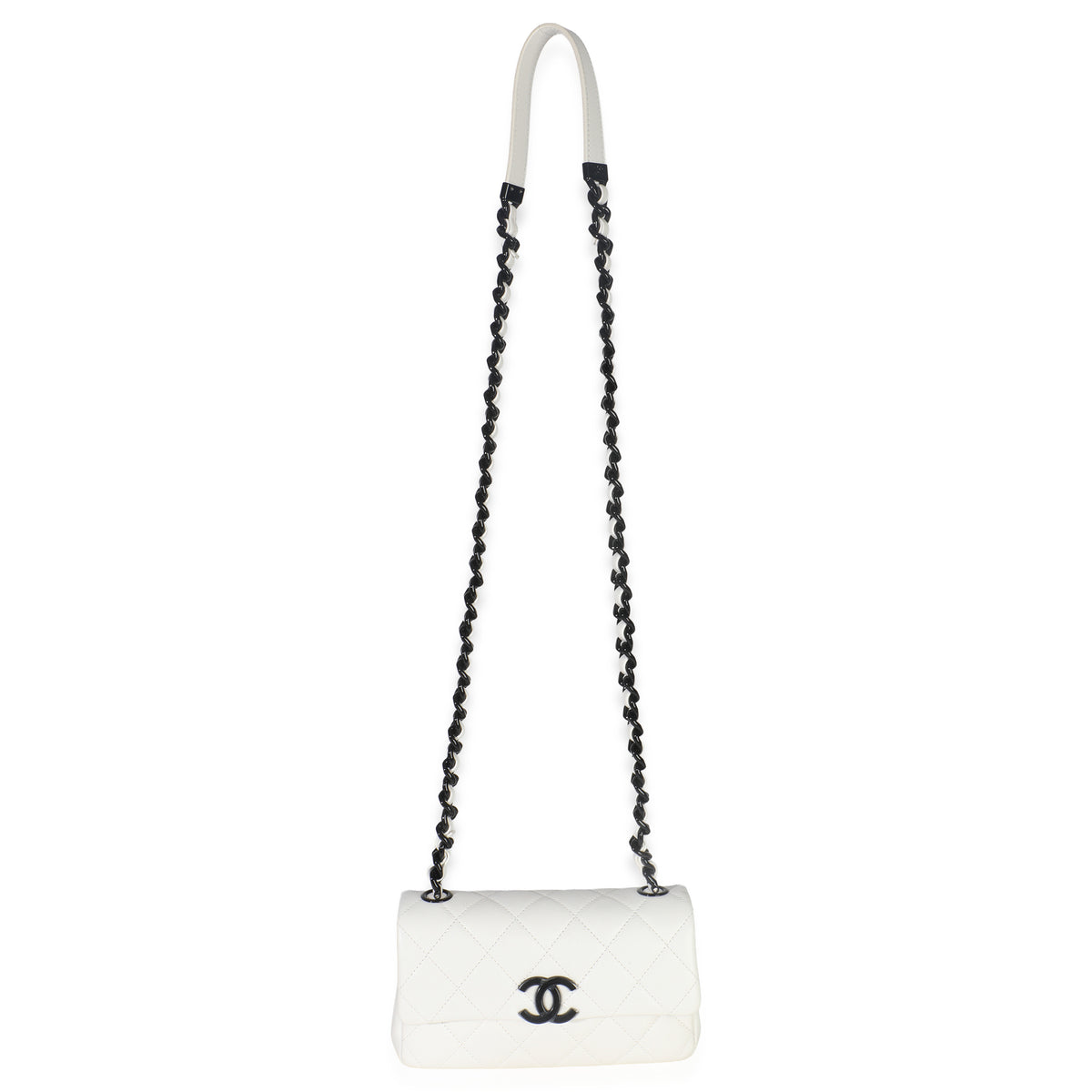White Quilted Caviar Mini My Everything Flap Handbag