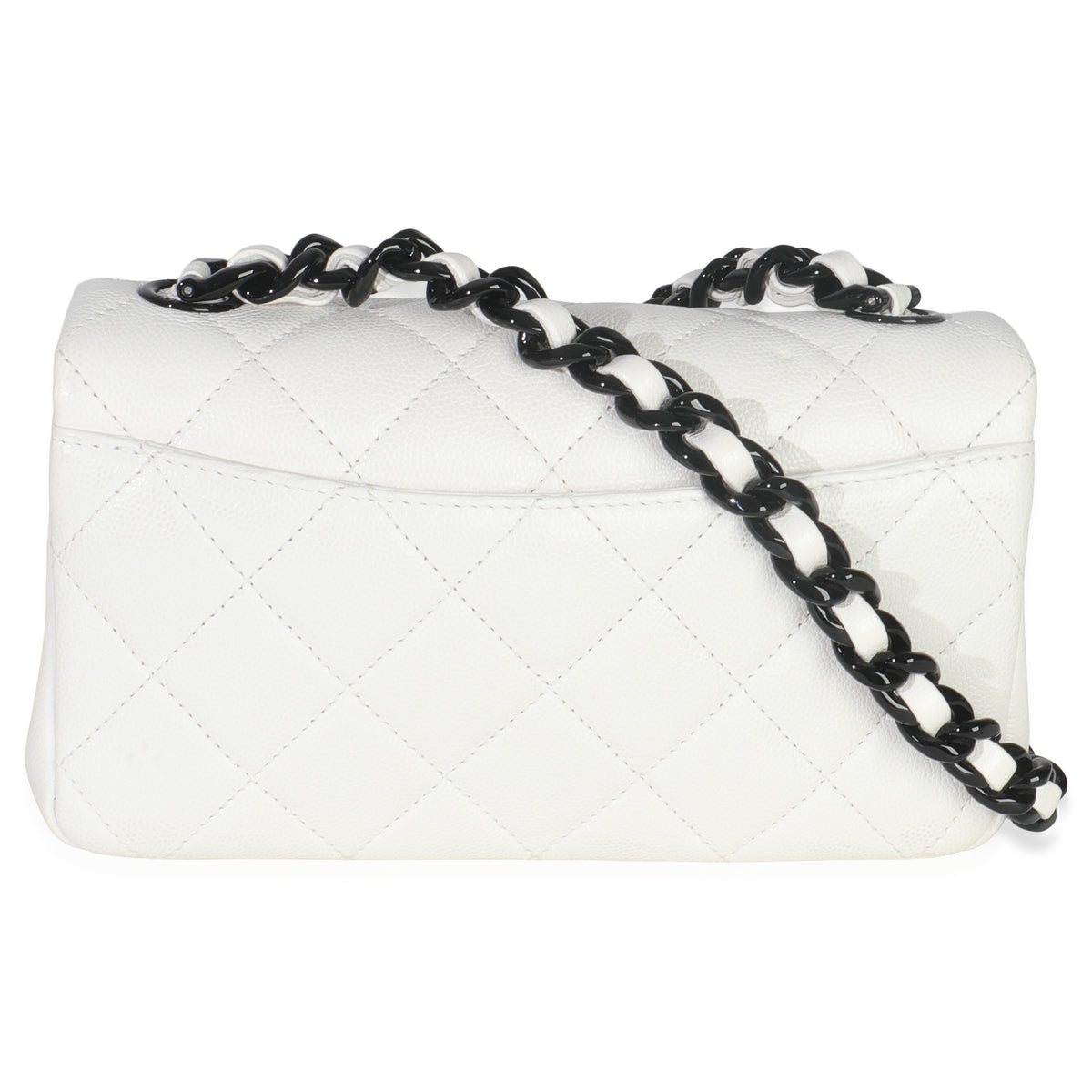 White Quilted Caviar Mini My Everything Flap Handbag