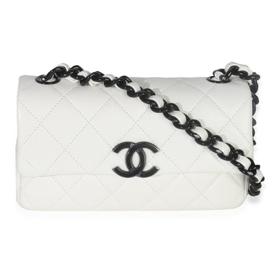White Quilted Caviar Mini My Everything Flap Handbag