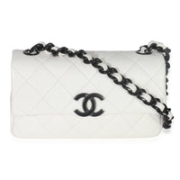 White Quilted Caviar Mini My Everything Flap Handbag