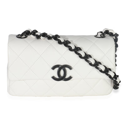 White Quilted Caviar Mini My Everything Flap Bag