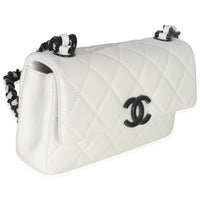 White Quilted Caviar Mini My Everything Flap Handbag