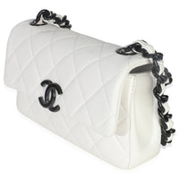 White Quilted Caviar Mini My Everything Flap Handbag