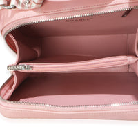 Pink Quilted Caviar Striped Medium CC Filigree Vanity Case