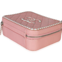 Pink Quilted Caviar Striped Medium CC Filigree Vanity Case