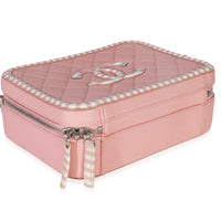 Pink Quilted Caviar Striped Medium CC Filigree Vanity Case