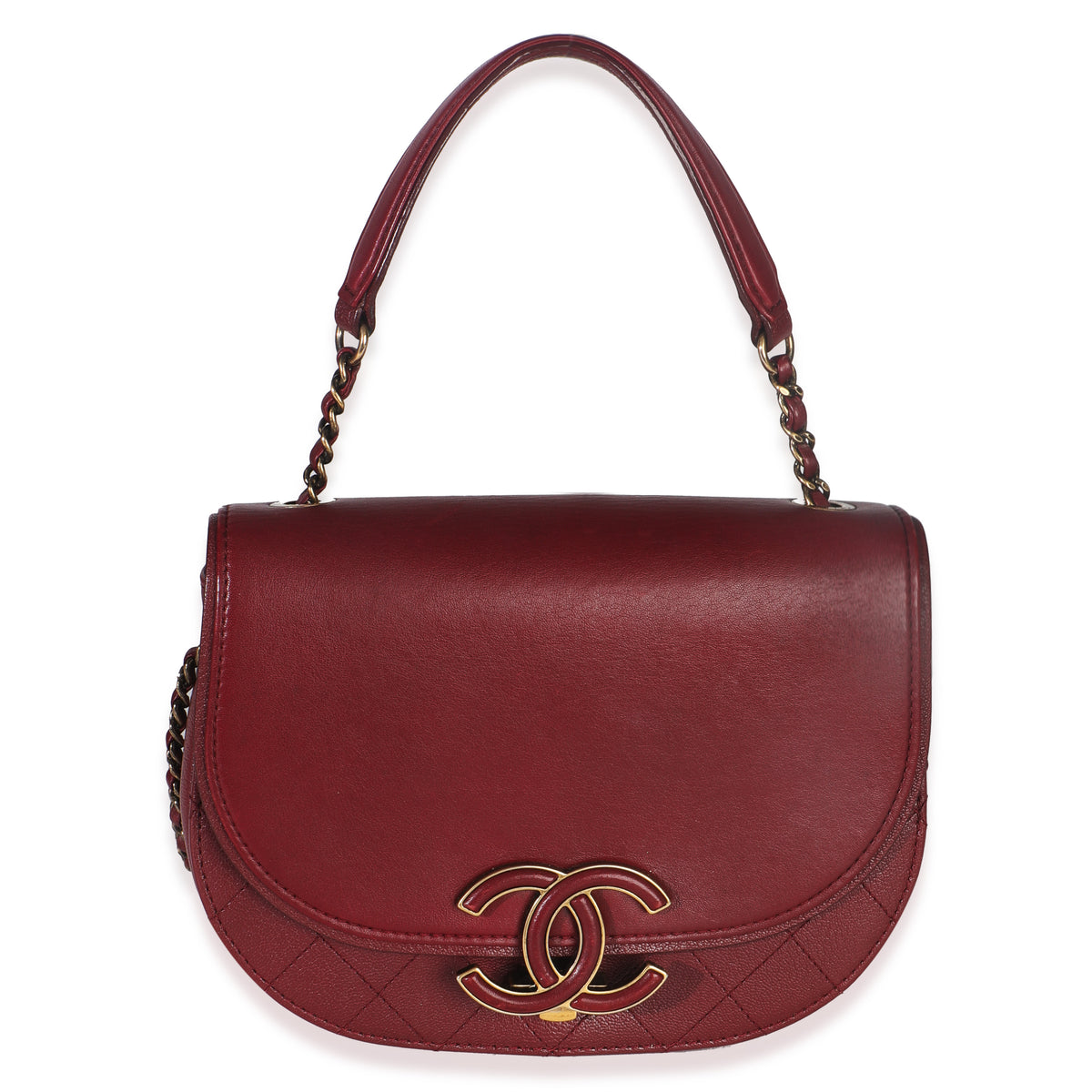 Burgundy Quilted Calfskin Small Coco Curve Messenger Bag