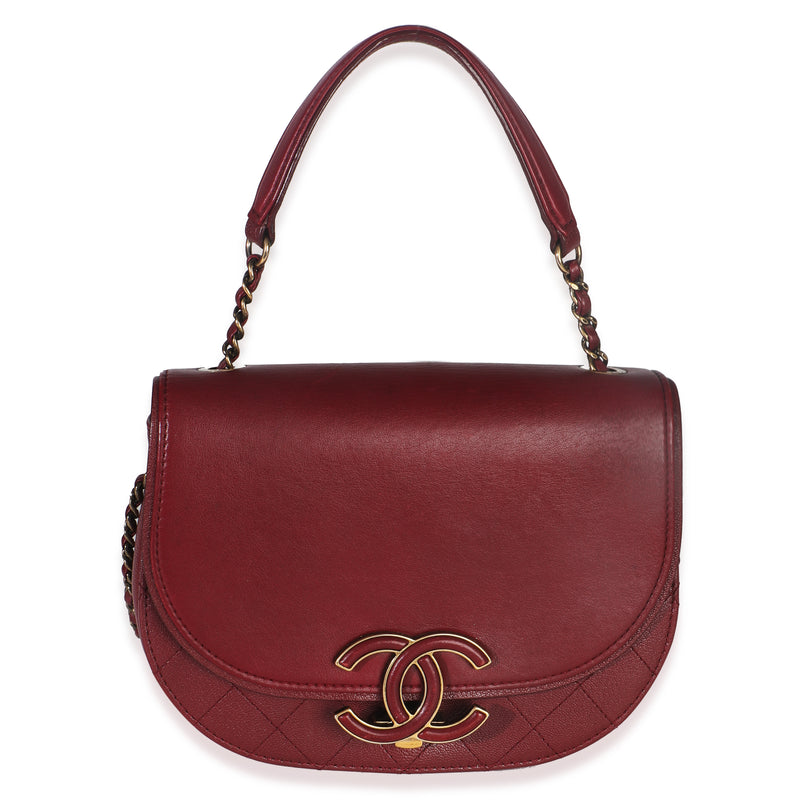 Burgundy Quilted Calfskin Small Coco Curve Messenger Bag