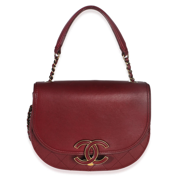 Burgundy Quilted Calfskin Small Coco Curve Messenger Bag