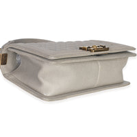 Beige Quilted Caviar Old Medium Boy Handbag