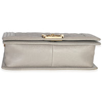 Beige Quilted Caviar Old Medium Boy Handbag