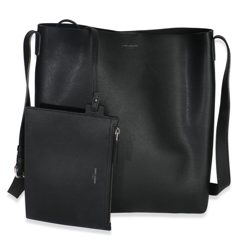 Saint Laurent Black Leather Bold Hobo Handbag fv